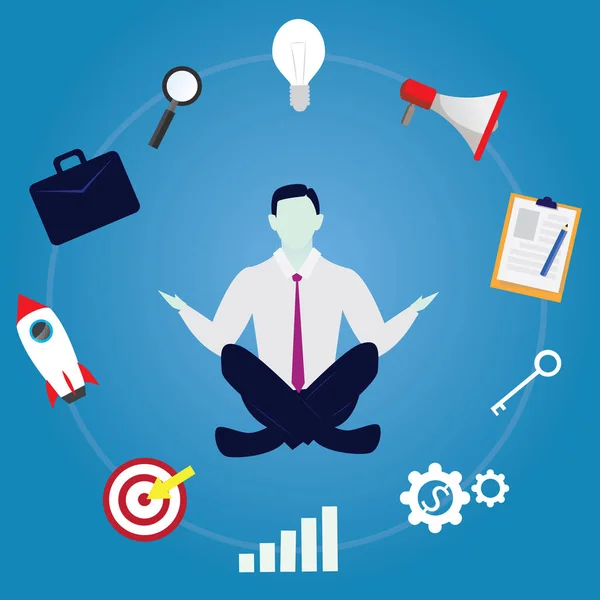 Homme d'affaires en position de Yoga. Calme Détendez-vous dans les affaires — Image vectorielle