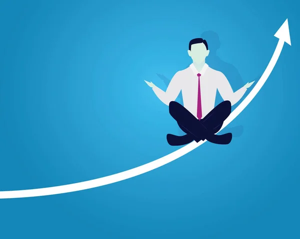 Empresario en Posición de Yoga. Calma Relájese en los Negocios — Vector de stock