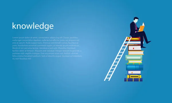 Biznesmen i książek. Koncepcja biznesowa w edukacji wiedzy — Wektor stockowy