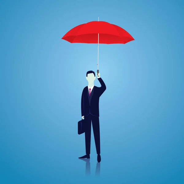 Försäkringsskydd-konceptet. Affärsmannen och paraply. Vektor — Stock vektor