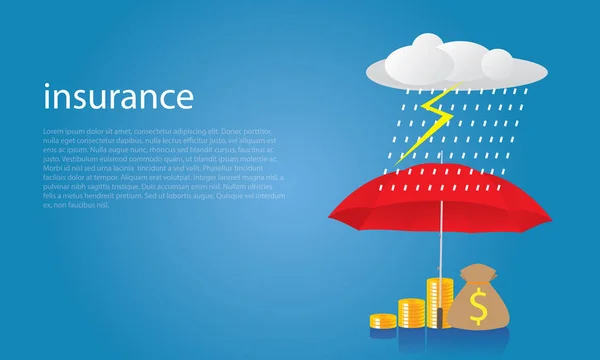 Insurance Protection Concept. Businessman and Umbrella. Vector — Stock Vector