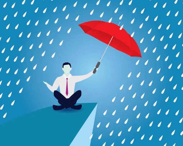 Conceito de proteção de seguros. Empresário e Guarda-chuva. Vetor — Vetor de Stock