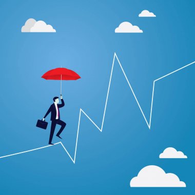 İpe yürüyüş iş adamı. İş kavramı mücadelesine risk
