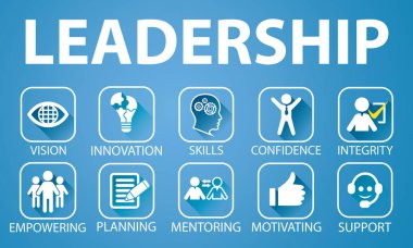 Liderlik iş kavramı. Lider insanlar simgesi tipografi