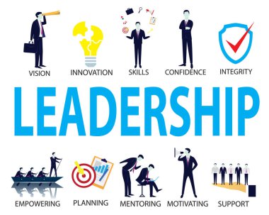 Liderlik iş kavramı. Lider insanlar simgesi tipografi