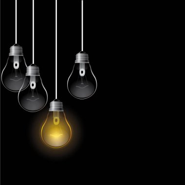 Ampul fikir sembolü olarak. Vektör çizim