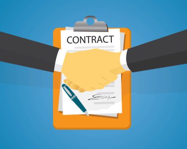 Sözleşme imzalama yasal sözleşme kavramı. Vektör çizim