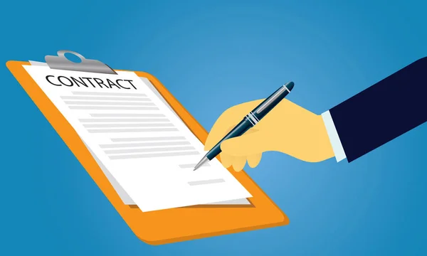 Contract Signing Legal Agreement Concept (em inglês). Ilustração vetorial —  Vetores de Stock