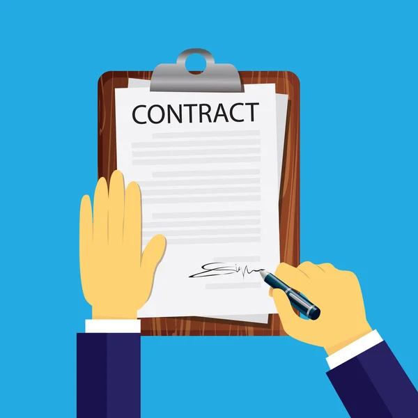 Contract Signing Legal Agreement Concept. Vector Illustration — Stock Vector