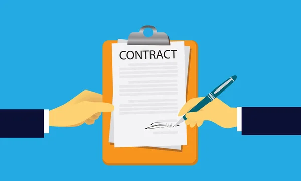 Contract Signing Legal Agreement Concept (em inglês). Ilustração vetorial — Vetor de Stock