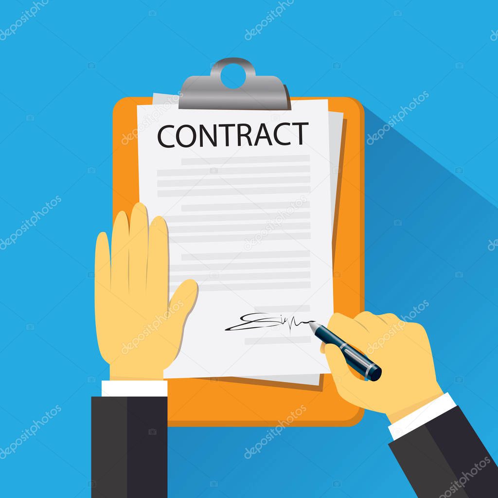 Contract Signing Legal Agreement Concept. Vector Illustration