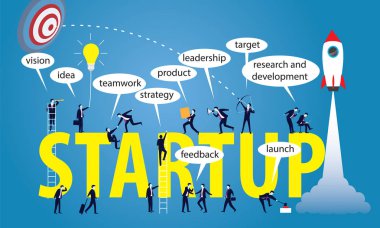 İş başlangıç kavramı. Vektör çizim