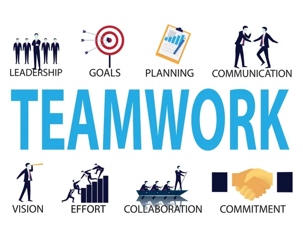 ビジネス チームワーク チームのハードワークの概念。ベクトル図 — ストックベクタ