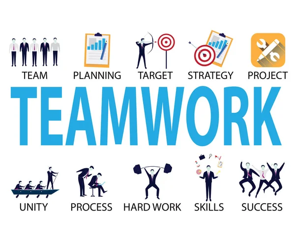Business-Teamwork-Team harte Arbeit Konzept. Vektorillustration — Stockvektor