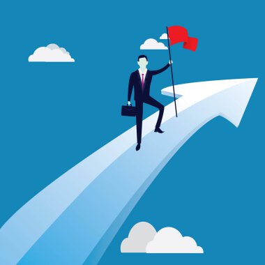 İşadamı fethetmek engel, başarı ok tırmanış