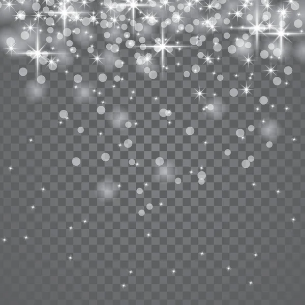 Caída transparente estrella polvo luz efecto — Vector de stock