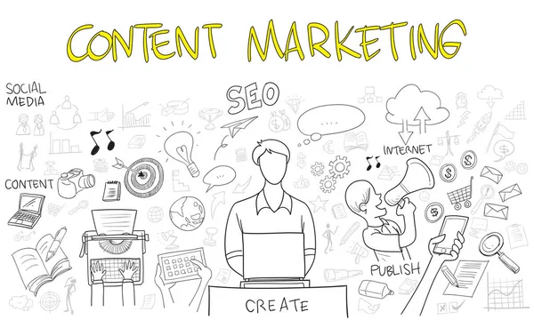 Marketing de contenu Doodle — Image vectorielle