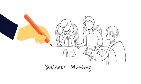 Doodle reunião de negócios — Vetor de Stock