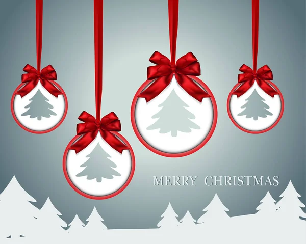 Noel kağıt kartı kırmızı yay kurdele ile.