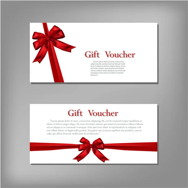 Voucher template with red bow ribbon — Stock Vector