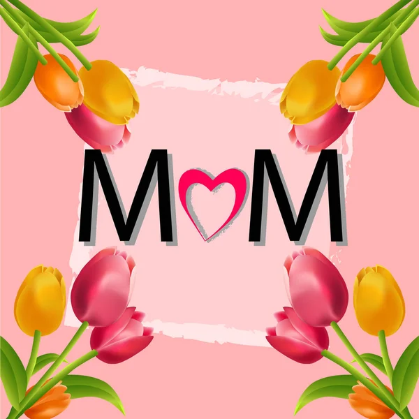 Φόντο λουλούδι πολύχρωμες τουλίπες ημέρα της μητέρας. — Διανυσματικό Αρχείο