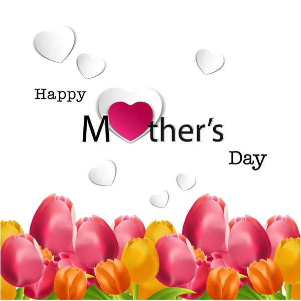 Flores de tulipán y feliz día de la madre — Vector de stock