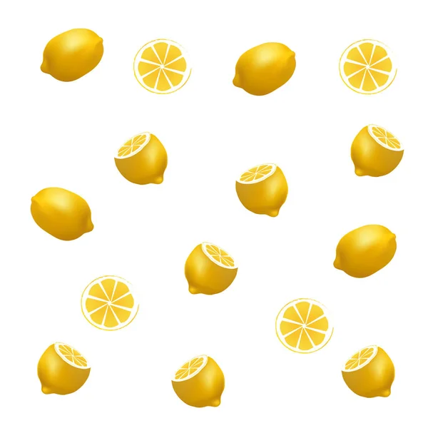 Beyaz zemin üzerine limon desen. 