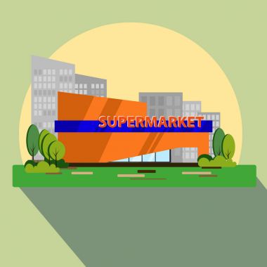 bir süpermarket mağaza, Bina modern vektör çizim