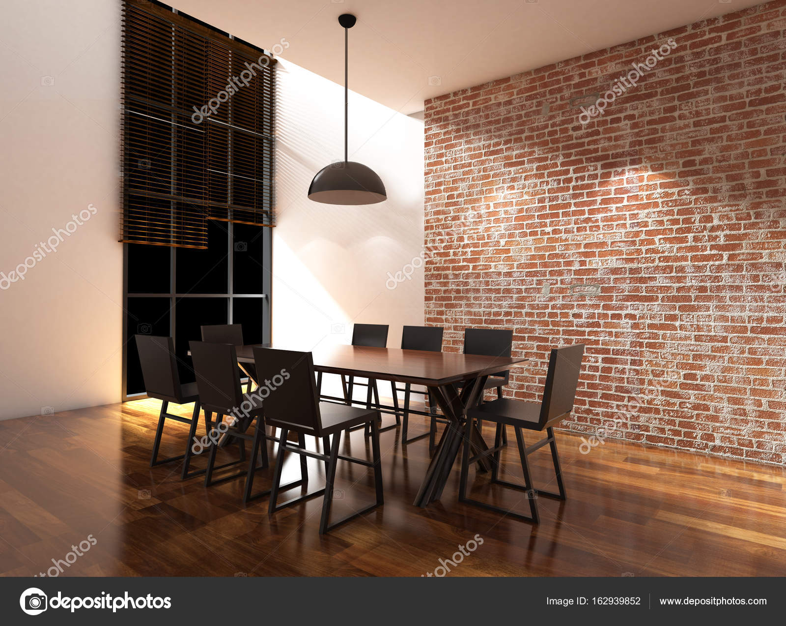 Illustrazione 3d parete sala da pranzo bianco e mattone — foto stock ... Parete sala