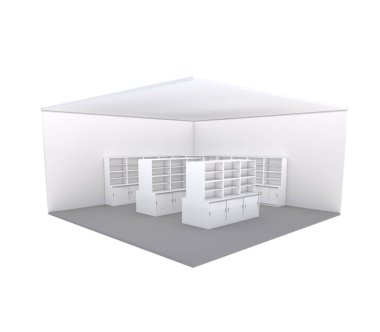 süpermarket raflarında. 3D render