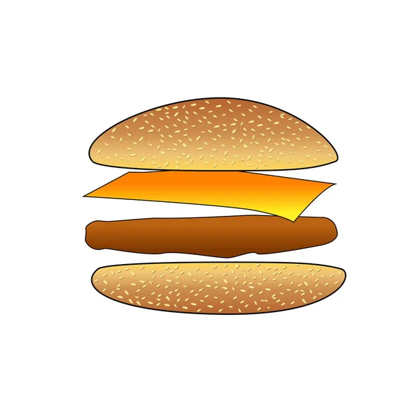 Uçan maddeler Hamburger biftek ve peynir. — Stok Vektör