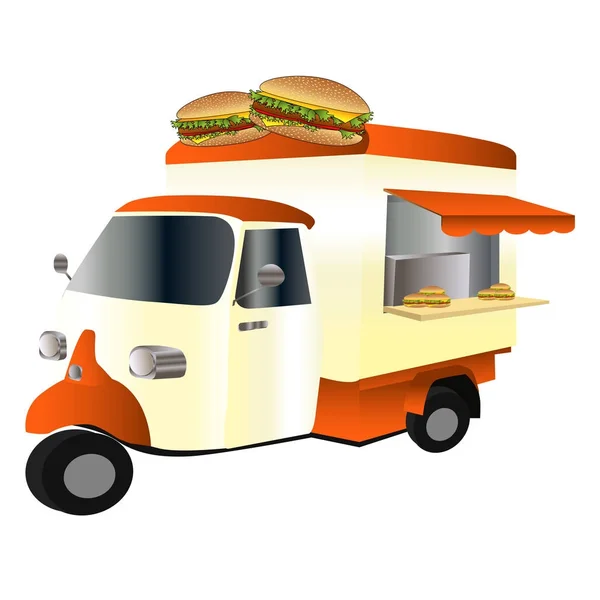 Eski model araba lokanta kamyon, hamburger