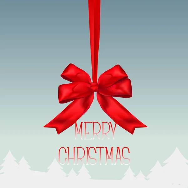 Noel kağıt kartı kırmızı yay kurdele ile. Kış arka plan. 