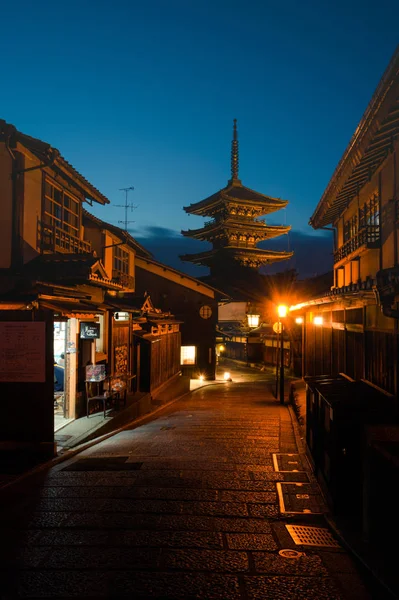 Kyoto Japão Janeiro 2018 Yasaka Pagoda Sannen Zaka Street Pôr — Fotografia de Stock