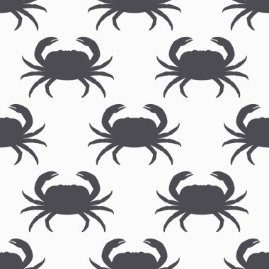 Yengeç siluet seamless modeli. Deniz ürünleri et. Arka plan zanaat gıda ambalajlama için