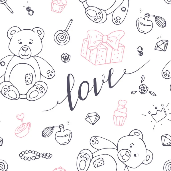 Sevgililer günü anahat Dikişsiz desen aşk el ile işaret çizilmiş