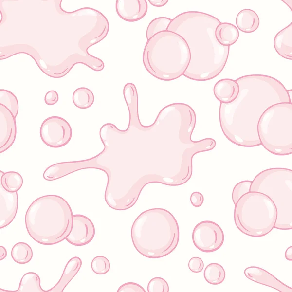 Dibujado a mano de goma de mascar rosa patrón sin costura con estallido. Dulce caramelo fondo — Archivo Imágenes Vectoriales