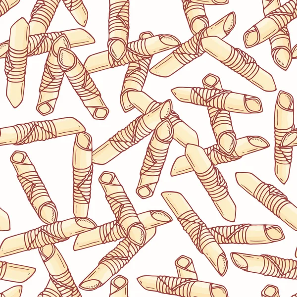 Hand getekende pasta garganelli naadloze patroon. Achtergrond voor restaurant of voedsel pakketontwerp — Stockvector