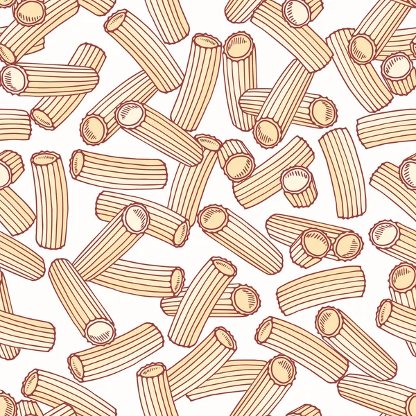 Hand getekende pasta rigatoni naadloze patroon. Achtergrond voor restaurant of voedsel pakketontwerp — Stockvector