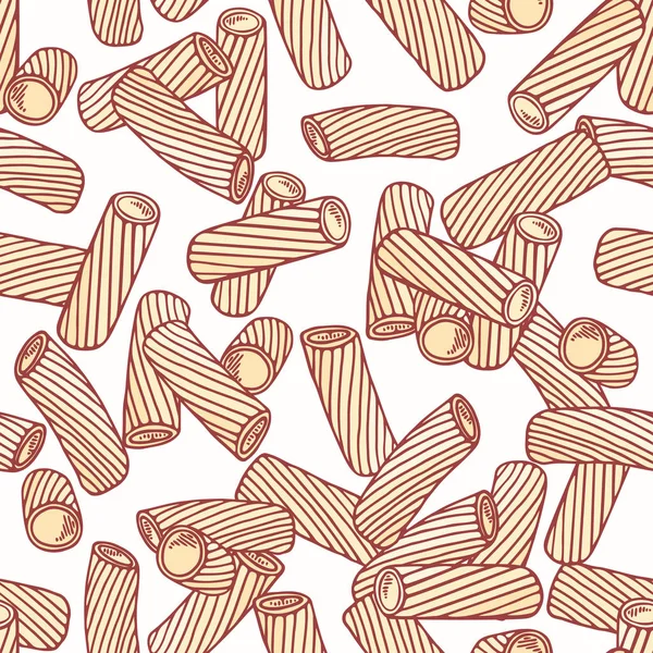 Pasta dibujada a mano tortiglioni o patrón sin costura tortellini. Fondo para el diseño de restaurante o paquete de alimentos — Vector de stock