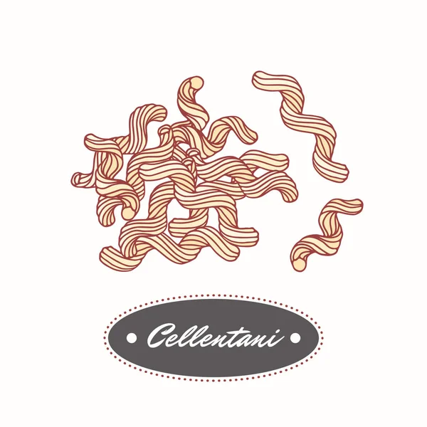 Pastas cavatappi dibujadas a mano aisladas en blanco. Elemento para diseño de restaurante o paquete de alimentos — Vector de stock