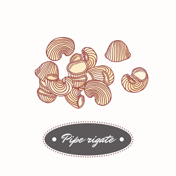 Handgezeichnete Pasta-Pfeife rigate isoliert auf weiß. Element für die Gestaltung von Restaurant- oder Lebensmittelpaketen — Stockvektor