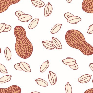 El fıstık ile çizilmiş seamless modeli. Kafe, mutfak veya gıda paketi için arka plan