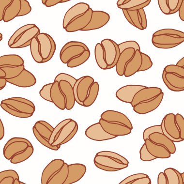 El kahve çekirdekleri ile çizilmiş seamless modeli. Kafe, mutfak veya gıda paketi için arka plan
