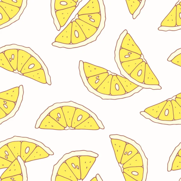 레몬 핸드 그려진된 완벽 한 패턴입니다. 카페, 부엌 또는 음식 패키지에 대 한 배경 — 스톡 벡터