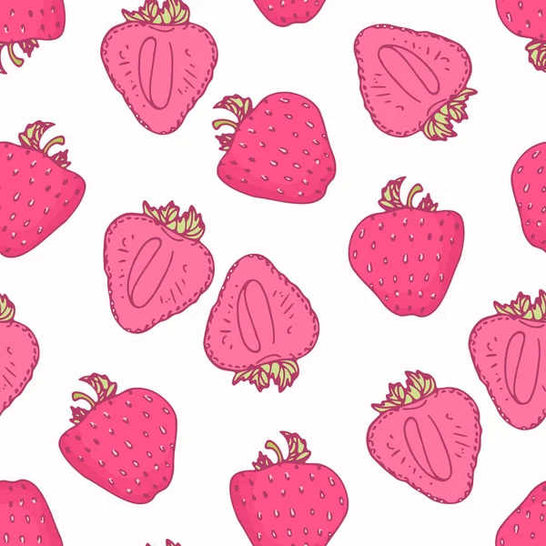 손으로 그린된 딸기 맛으로 완벽 한 패턴 — 스톡 벡터