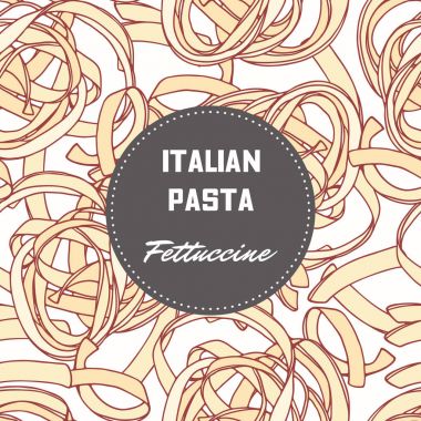 El makarna fettuccine ile çizilmiş desen. Gıda ambalaj tasarımı için arka plan