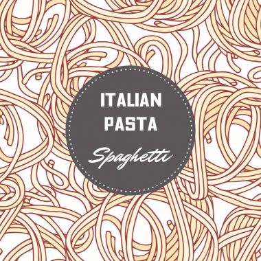 El makarna spagetti ile çizilmiş desen. Gıda ambalaj tasarımı için arka plan
