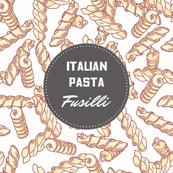 Modèle dessiné à la main avec des pâtes Fusilli. Contexte de la conception des emballages alimentaires — Image vectorielle