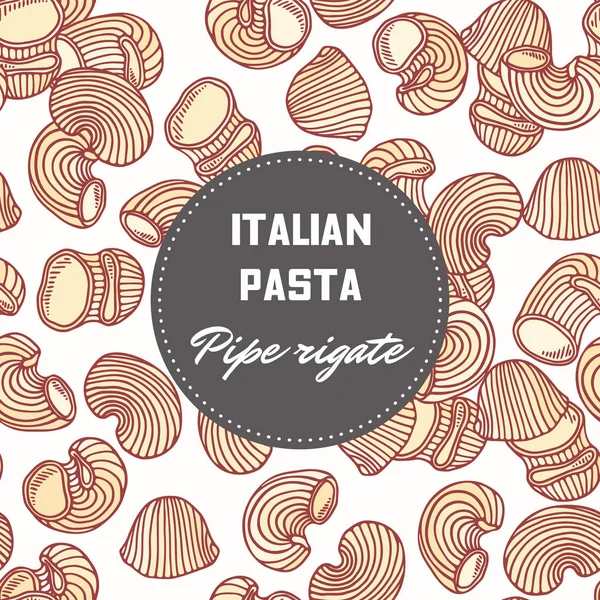 Modello disegnato a mano con tubo di pasta rigate. Contesto per la progettazione di pacchetti alimentari — Vettoriale Stock